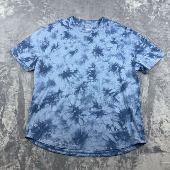 BYLT Shirt Mens XXL Blue Cloud Dye Tee Performance Crew Neck Stretch Athletic - Picture 1 of 8